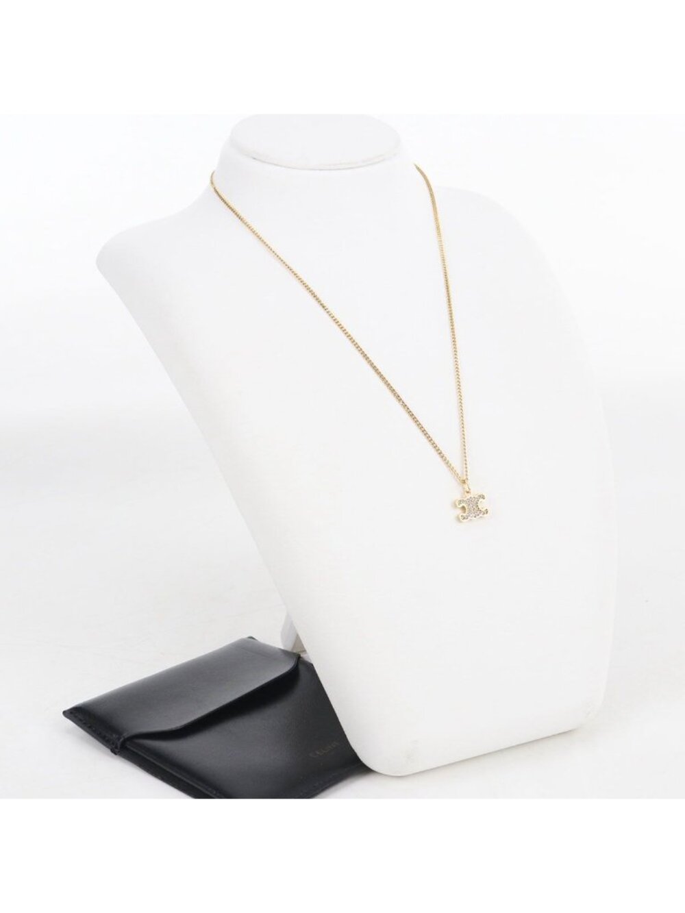 Celine Rhinestone Triomphe Necklace Metal